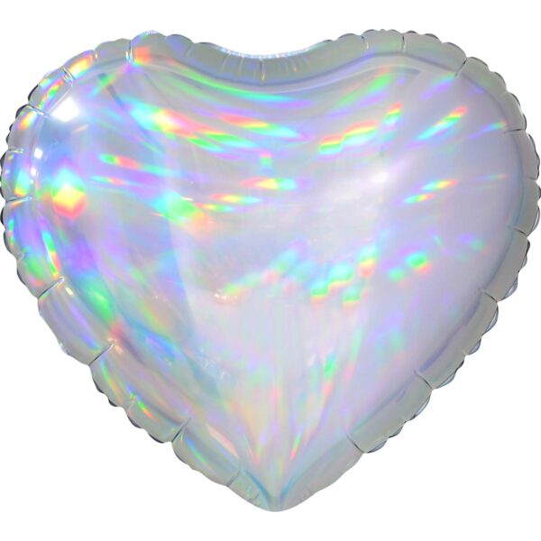 18" Iridescent Heart Silver